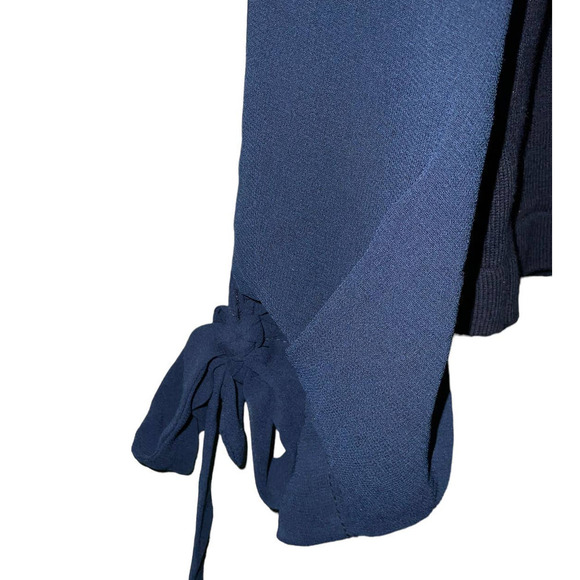 CeCe Women's Cotton Chiffon-Sleeve Mixed-Media Sweater Navy SIZE: M NWT - Picture 5 of 8